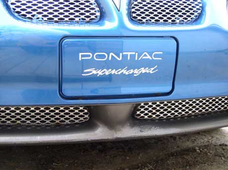 Supercharged decal will fit 97-03 Grand Prix front plate